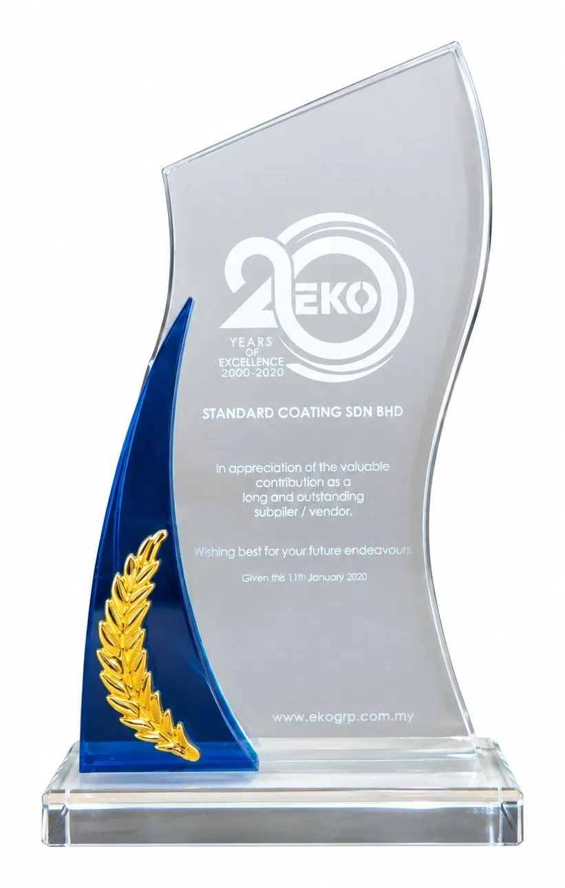 Appreciation trophy presented to Standard Coating Sdn Bhd by EKO Group, 11 January 2020